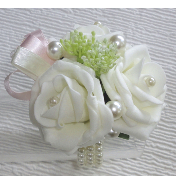 Flower girl wrist corsages for weddings, Pink Flower Girl Wrist Corsage